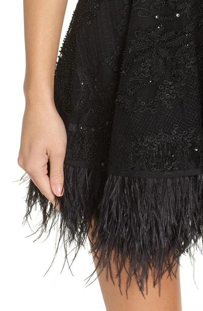 Shop Bronx And Banco Bambi Feather Hem Party Dress In Black