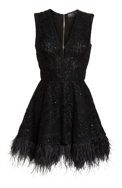 Shop Bronx And Banco Bambi Feather Hem Party Dress In Black