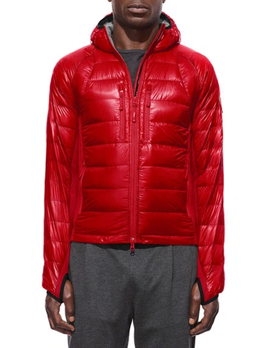Shop Canada Goose Men's Hybridge Lite Hooded Jacket In Red/black