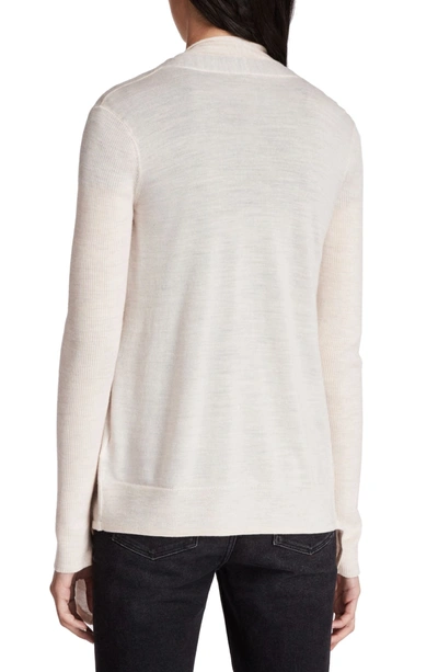 Shop Allsaints Drina Ribbed Cardigan In Almond Pink Marled