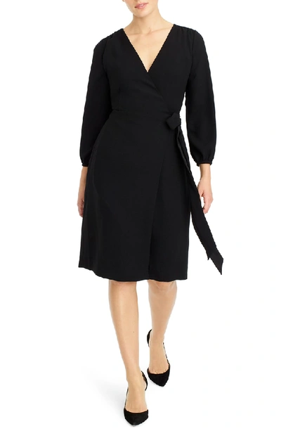 Shop Jcrew 365 Crepe Wrap Dress In Black