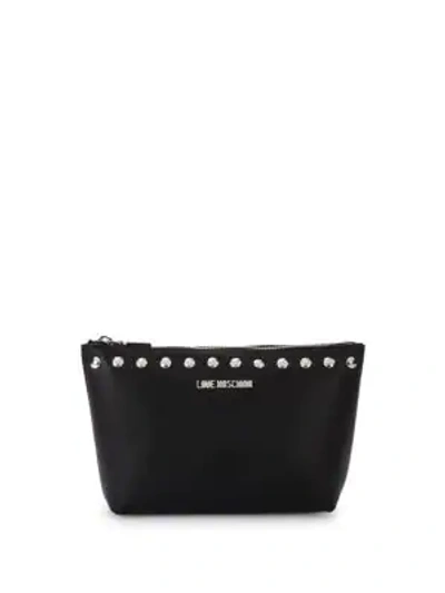 Shop Love Moschino Bustina Studded Clutch In Black