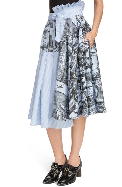 Shop Jw Anderson Durer Scene Print Stripe Skirt In China Blue