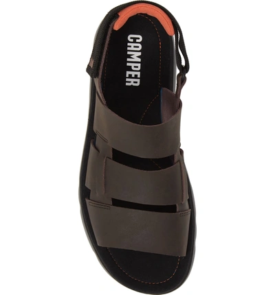 Shop Camper Oruga Sandal In Dark Brown Leather