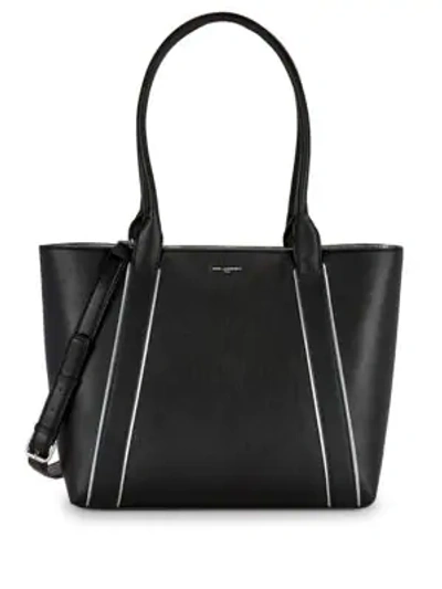 Shop Karl Lagerfeld Silvia Contrast-trim Tote In Black Silver