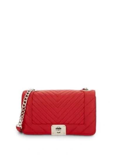 Shop Karl Lagerfeld Lara Quilted Metallic Shoulder Bag In Crimson
