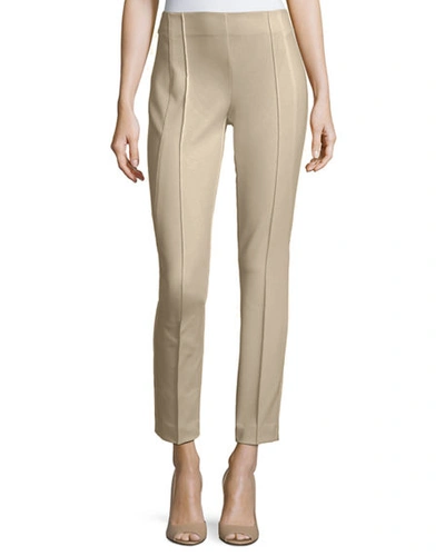 Shop Lafayette 148 Gramercy Acclaimed-stretch Pants In Sand