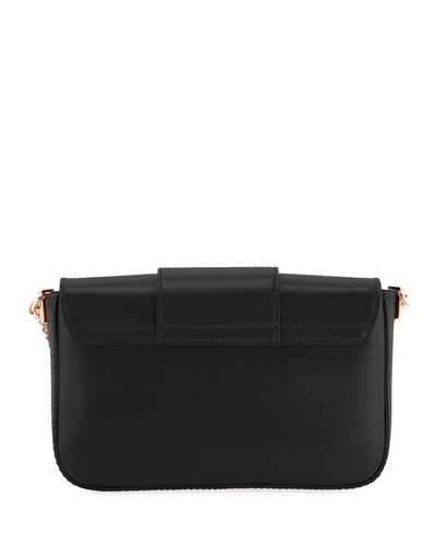 Shop Roger Vivier Tres Vivier Micro Leather Clutch Bag With Shoulder Strap In Black