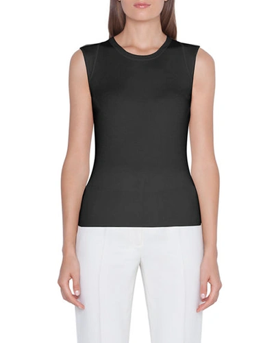 Shop Akris Sleeveless Silk Stretch Knit Tank Top In Black