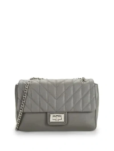 Shop Karl Lagerfeld Agyness Leather Shoulder Bag In Asphalt
