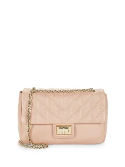 Shop Karl Lagerfeld Agyness Leather Shoulder Bag In Rose Gold