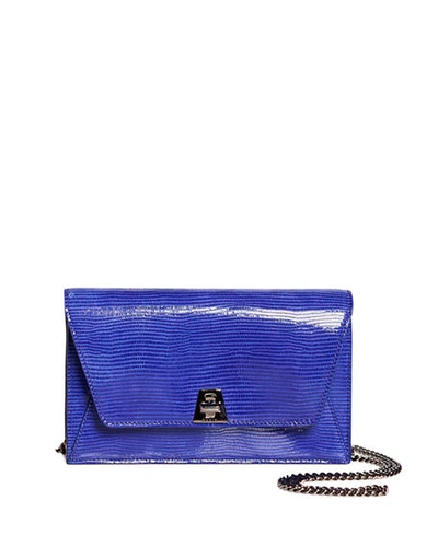 Shop Akris Anouk Mini Envelope Lizard Crossbody Bag In Blue