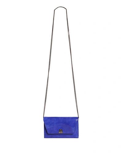 Shop Akris Anouk Mini Envelope Lizard Crossbody Bag In Blue