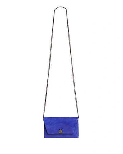 Akris Anouk Mini Envelope Lizard Crossbody Bag In Blue