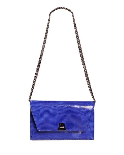 Shop Akris Anouk Mini Envelope Lizard Crossbody Bag In Blue