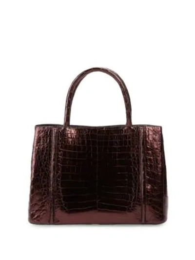 Shop Nancy Gonzalez Crocodile Leather Satchel Bag In Burdeaux