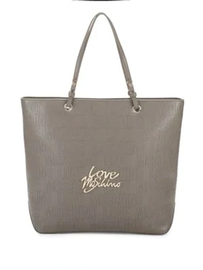 Shop Love Moschino Embossed Tote In Grey