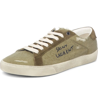 Shop Saint Laurent Low Top Sneaker In Olive/ Multi