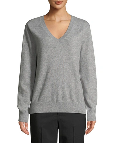 Shop Vince Weekend V-neck Cashmere Pullover Sweater In Heather Steel