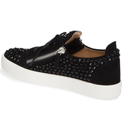 Shop Giuseppe Zanotti Crystal Low Top Sneaker In Black