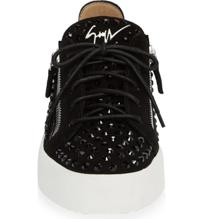 Shop Giuseppe Zanotti Crystal Low Top Sneaker In Black