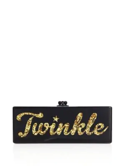 Shop Edie Parker Flavia Twinkle Acrylic Clutch In Black Gold