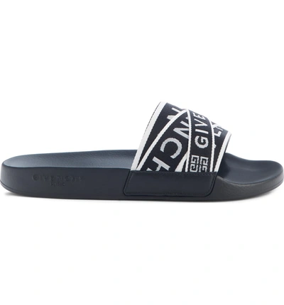 Shop Givenchy Logo Slide Sandal In Black/ White