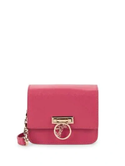 Shop Versace Textured Leather Crossbody Bag In Pink