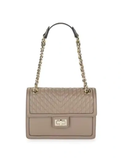 Shop Karl Lagerfeld Agyness Quilted Leather Shoulder Bag In Dark Taupe