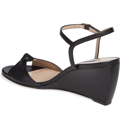 Shop Stuart Weitzman Gloria Wedge Sandal In Black Dress Nappa