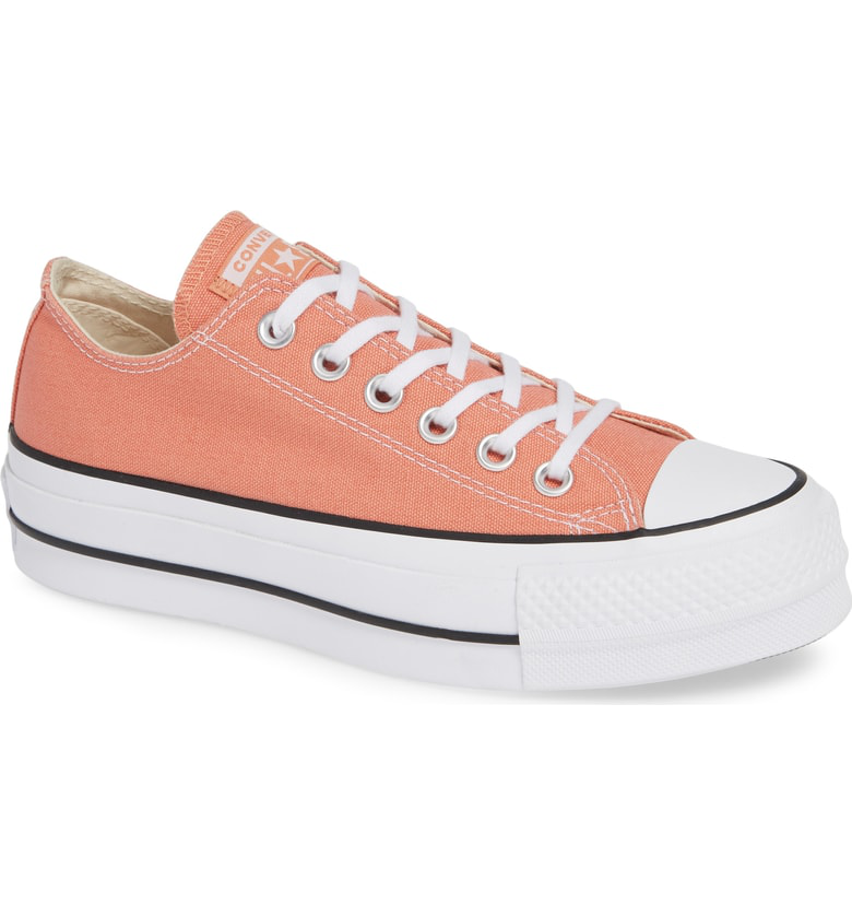 converse khaki all star peach canvas ox trainers