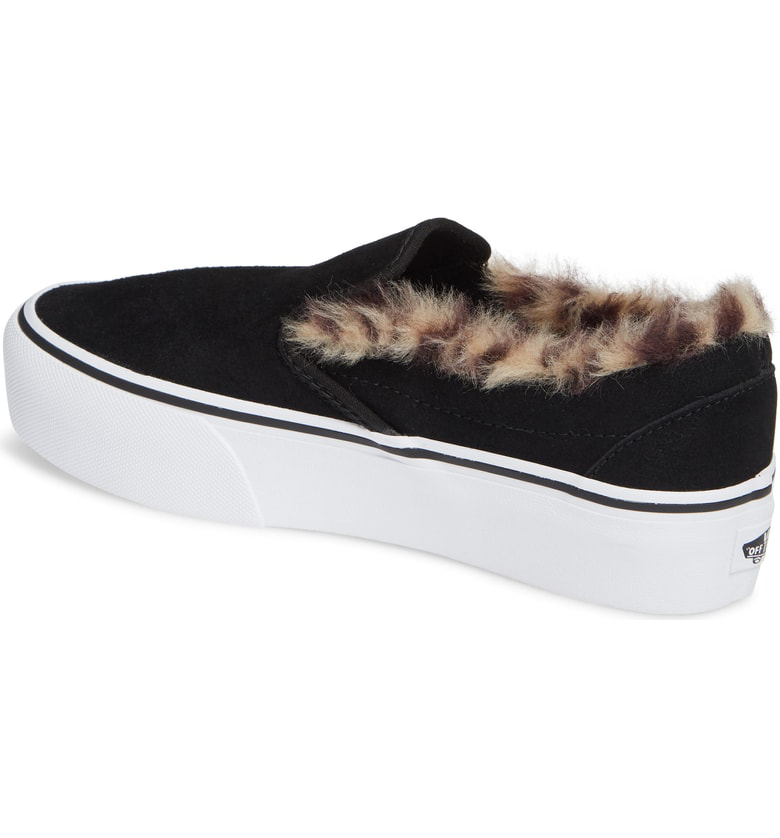 vans faux fur slip ons