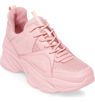 Shop Steve Madden Movement Sneaker In Pink Leather