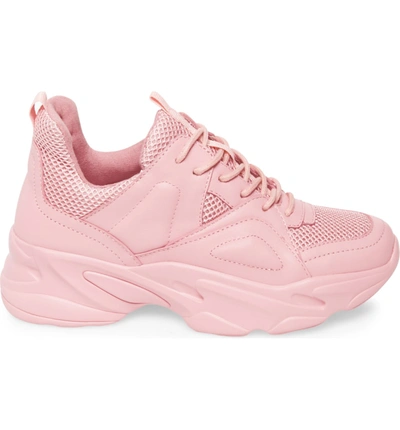 Shop Steve Madden Movement Sneaker In Pink Leather