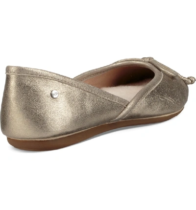 Shop Ugg Lena Flat In Gold Leather