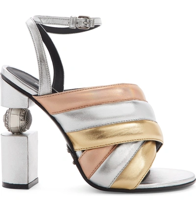Shop Balmain Jana Globe Heel Sandal In Silver/ Gold