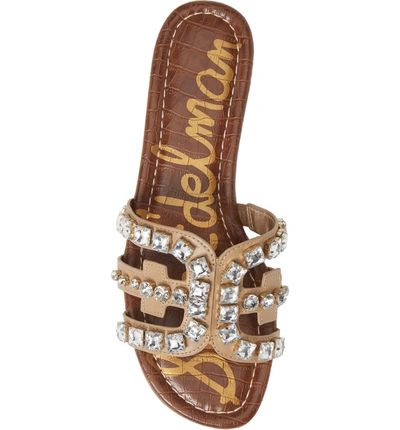Shop Sam Edelman Bay 2 Embellished Slide Sandal In Classic Nude Nappa Leather