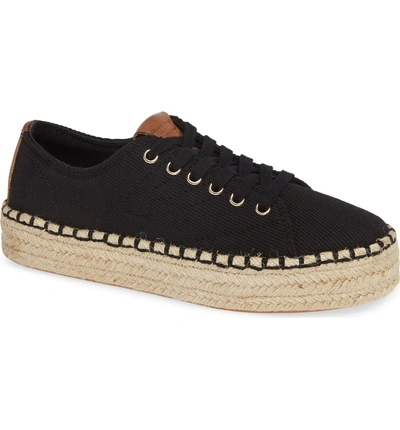 Shop Tretorn Platform Espadrille Sneaker In Black/ Kona Tan Fabric