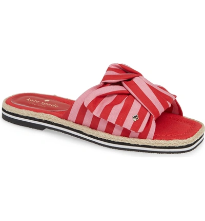 Shop Kate Spade Caliana Stripe Slide Sandal In Pink/ Red Canvas