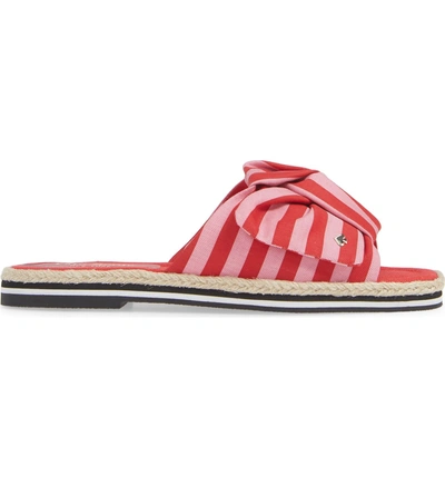 Shop Kate Spade Caliana Stripe Slide Sandal In Pink/ Red Canvas