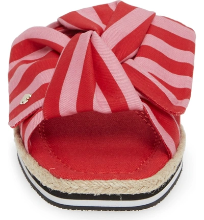Shop Kate Spade Caliana Stripe Slide Sandal In Pink/ Red Canvas