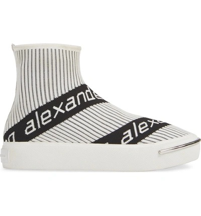 Shop Alexander Wang Pia Logo Sock Sneaker In White