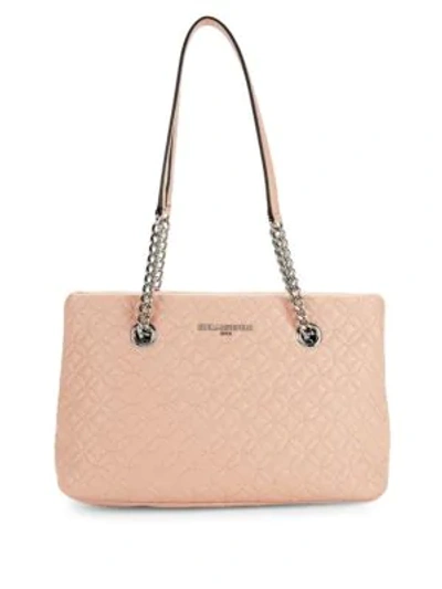 Shop Karl Lagerfeld Geometric Leather Tote In Peony