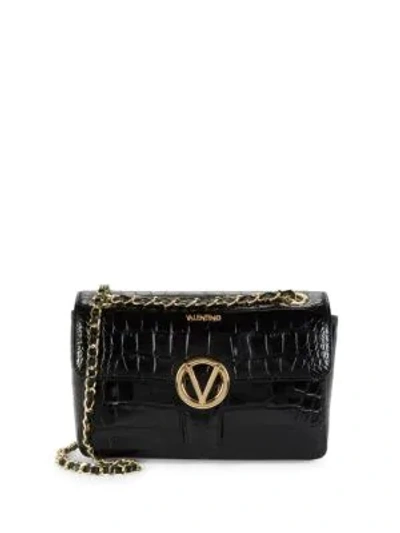 Shop Valentino By Mario Valentino Antoinette Crocodile Leather Crossbody Bag In Black