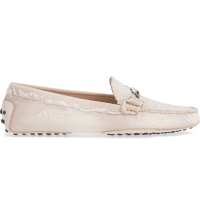Shop Tod's Gommino Double T Loafer In Blush Denim