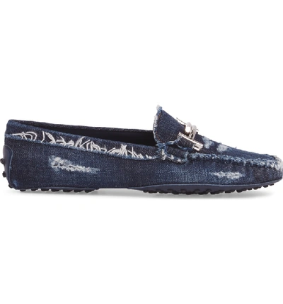 Shop Tod's Gommino Double T Loafer In Denim Blue