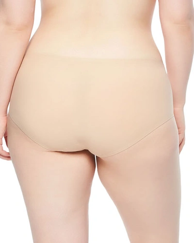 Shop Chantelle Plus Size Soft Stretch Hipster Briefs In Black