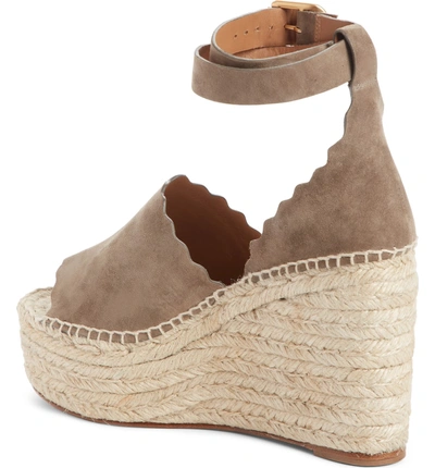 Shop Chloé Lauren Espadrille Wedge Sandal In Maple Brown Suede