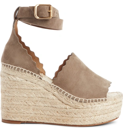 Shop Chloé Lauren Espadrille Wedge Sandal In Maple Brown Suede