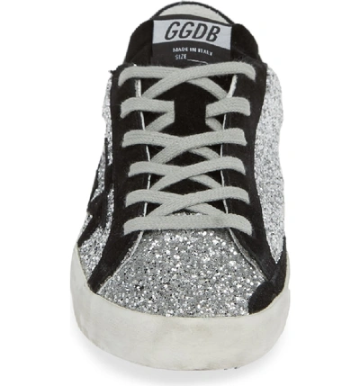 Shop Golden Goose Superstar Glitter Sneaker In Silver/ Black
